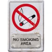 Metallskylt emaljskylt NO SMOKING AREA rökning förbjuden retro vintage nostalgi