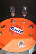 Oil drum cupboard glass cabinet Oljefatsglasskåp  GULF