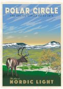 Polar Circle Polarcirkeln norrland lappland turist turism retro poster affisch konsttryck