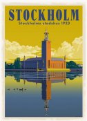 STOCKHOLM Stockholms Stadshus turist turism retro poster affisch konsttryck