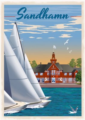 STOCKHOLM Sandhamn turist turism retro poster affisch konsttryck