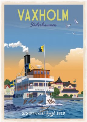 STOCKHOLM Vaxholm turist turism retro poster affisch konsttryck